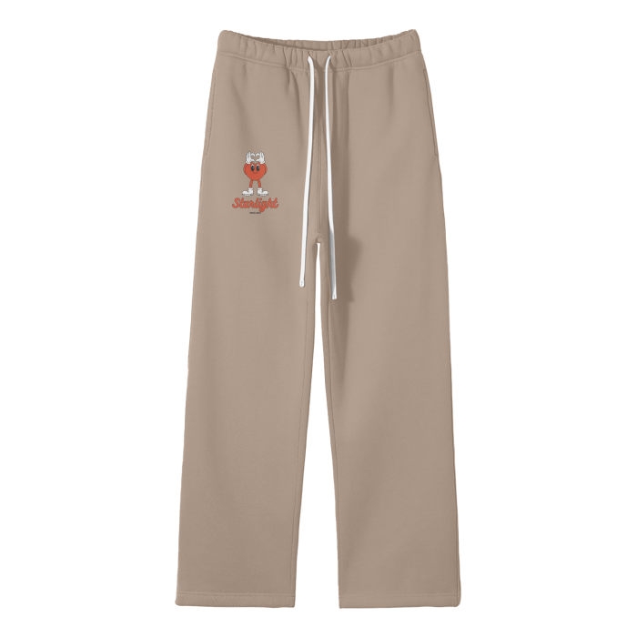 Streetwear Unisex Solid Color Fleece Straight Leg Pants