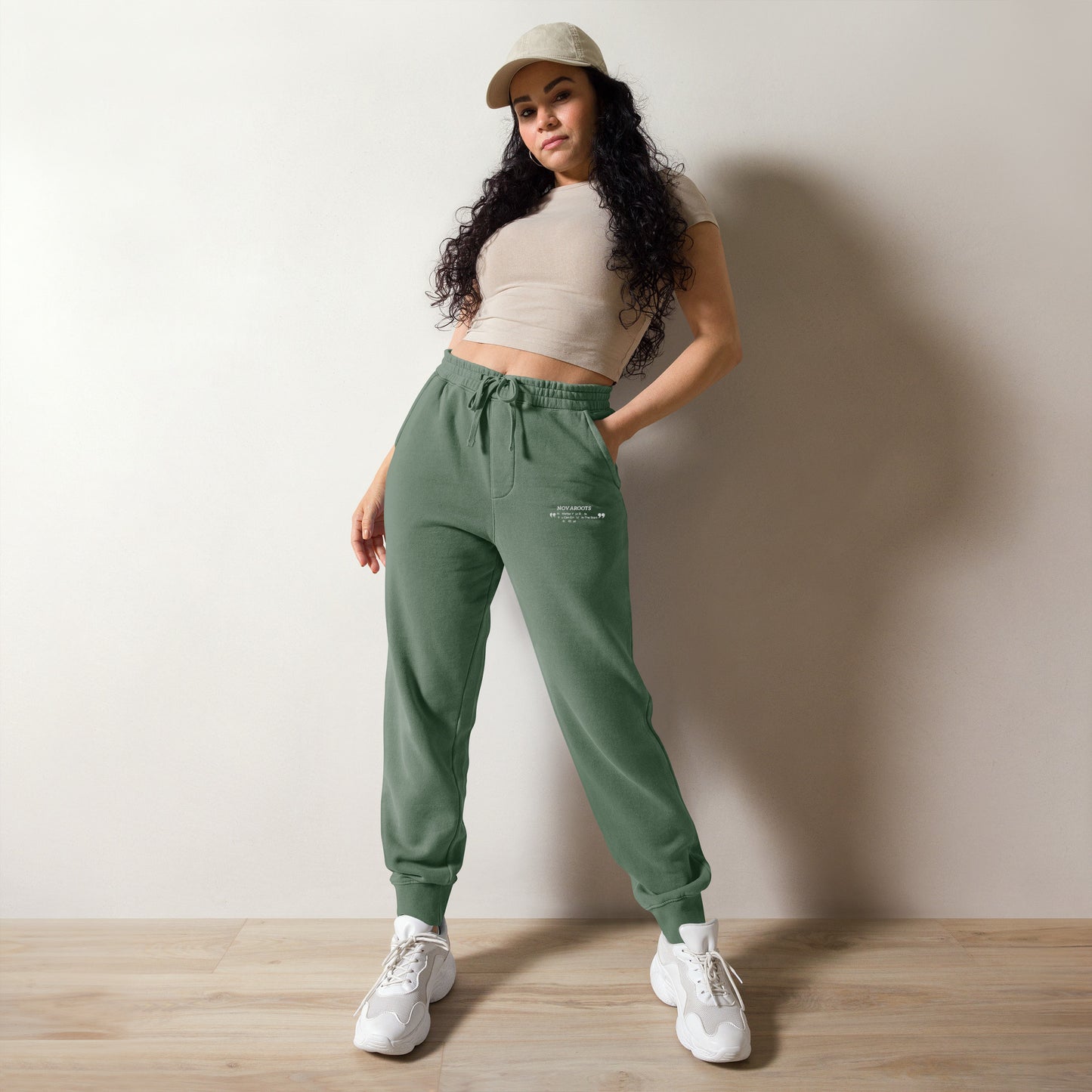 Unisex Quotation Embroidered Pigment-Dyed Sweatpants