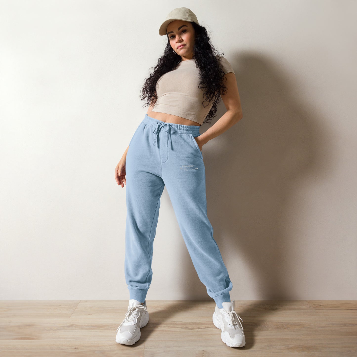Unisex Quotation Embroidered Pigment-Dyed Sweatpants