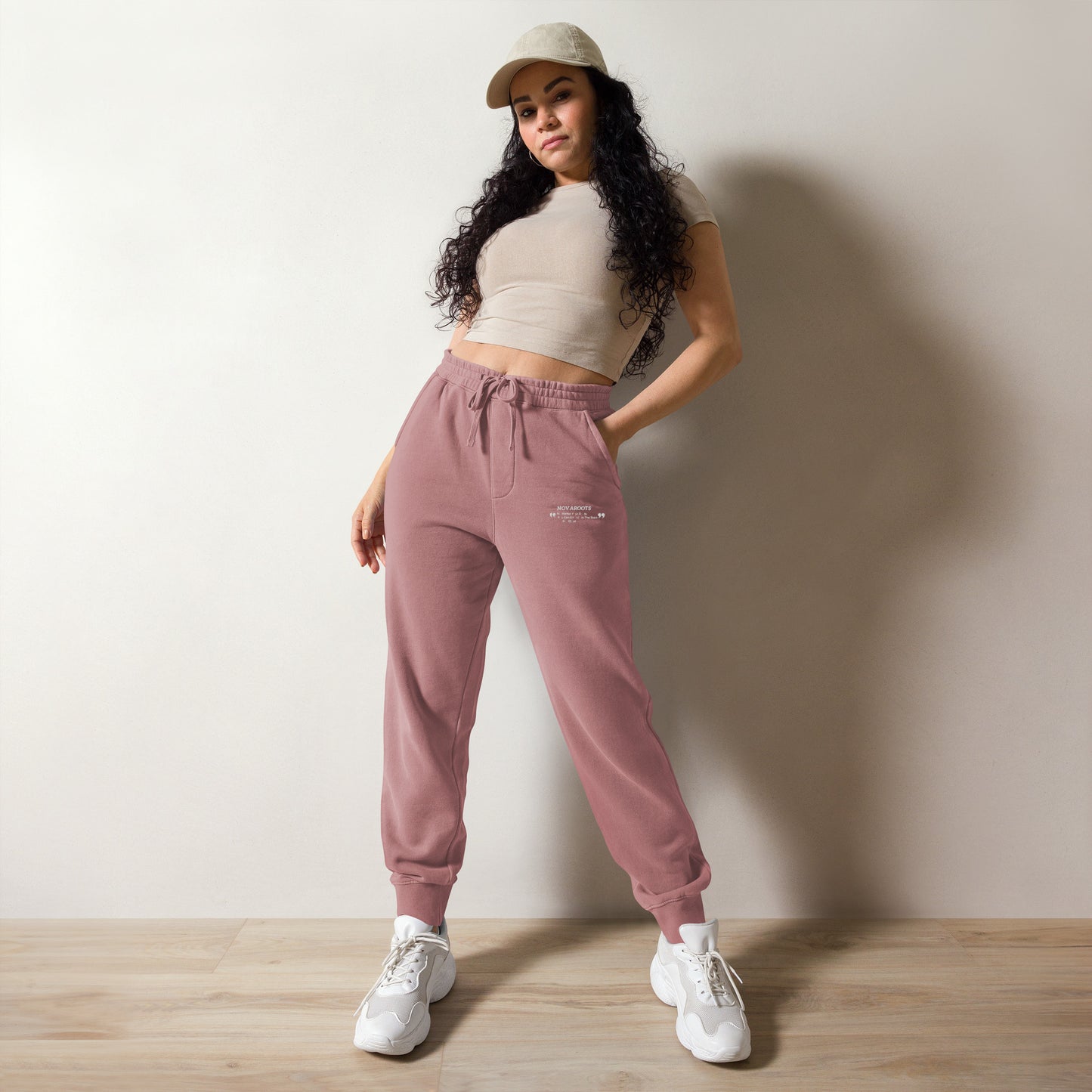 Unisex Quotation Embroidered Pigment-Dyed Sweatpants