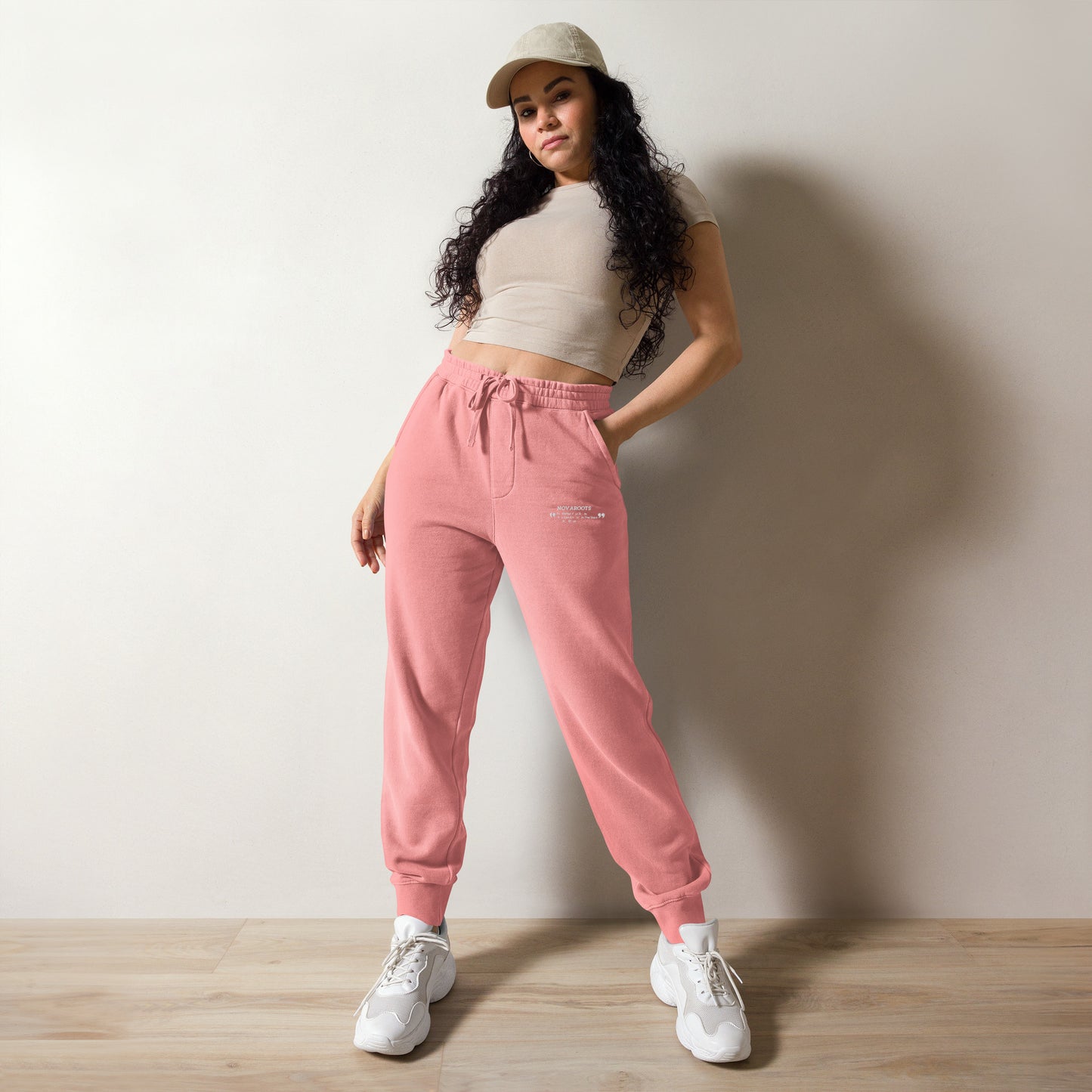 Unisex Quotation Embroidered Pigment-Dyed Sweatpants