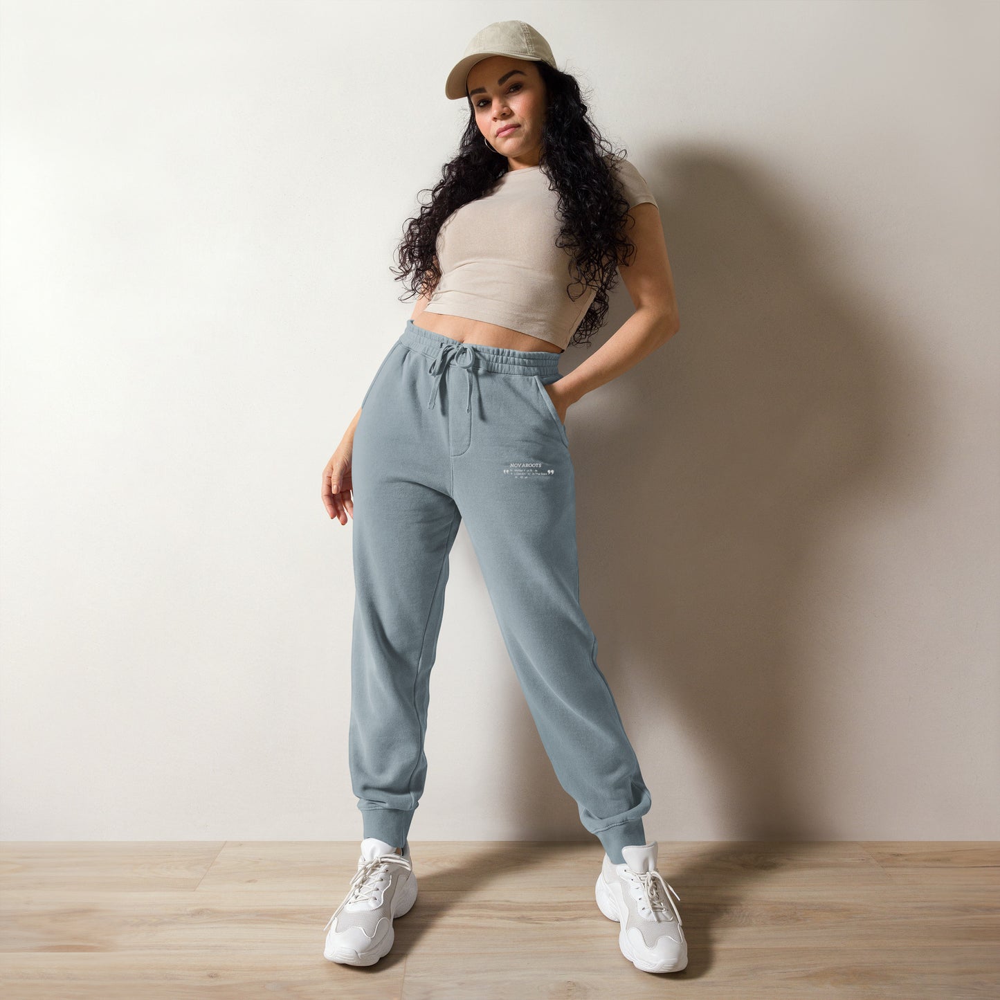 Unisex Quotation Embroidered Pigment-Dyed Sweatpants