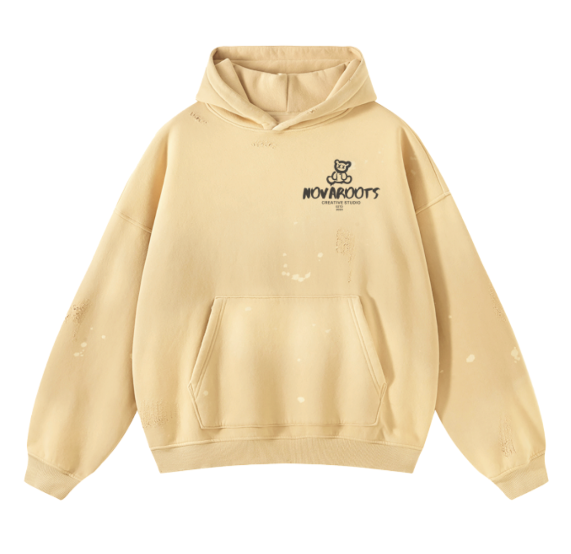 NOVABEAR Washed Frayed Effect Hoodie