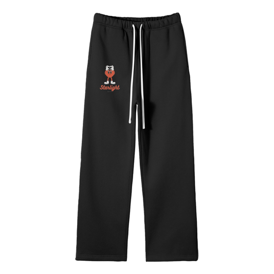 Streetwear Unisex Solid Color Fleece Straight Leg Pants