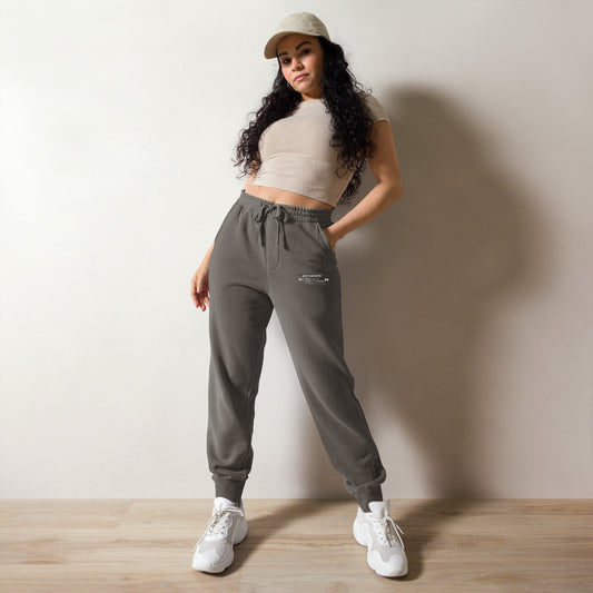 Unisex Quotation Embroidered Pigment-Dyed Sweatpants