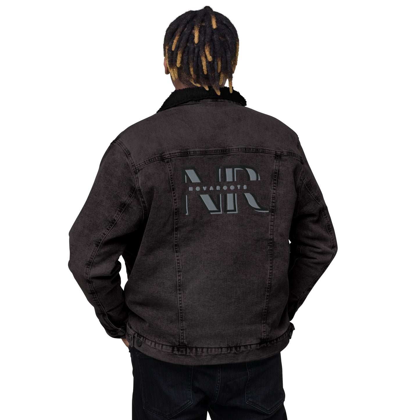 NovaRoots Embroidered Winter denim sherpa jacket