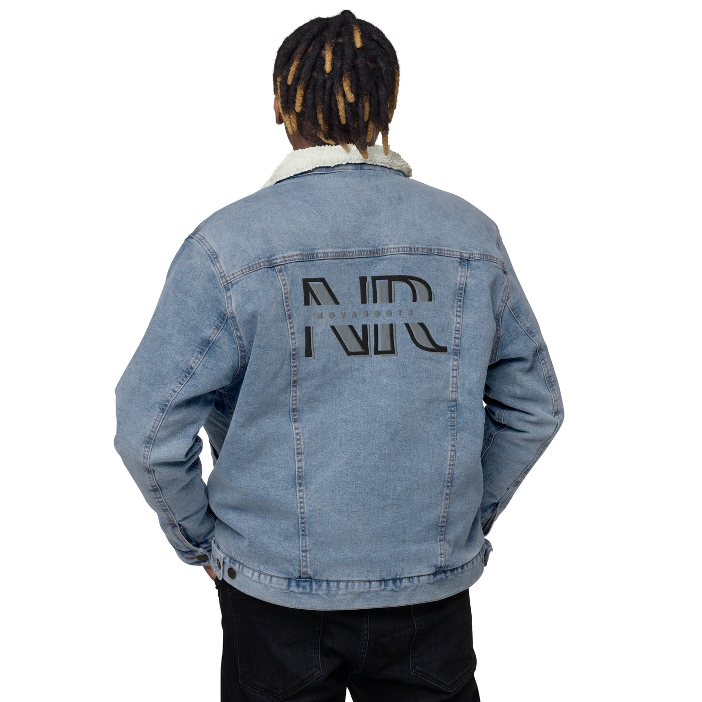 NovaRoots Embroidered Winter denim sherpa jacket